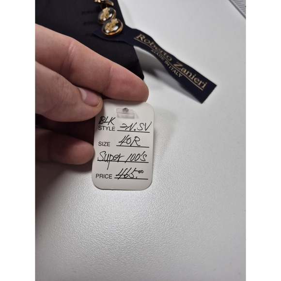 Roberto Zanieri Blazer Mens 40R Black Super 100s Wool Gold Buttons Italy NWT - Picture 5 of 11